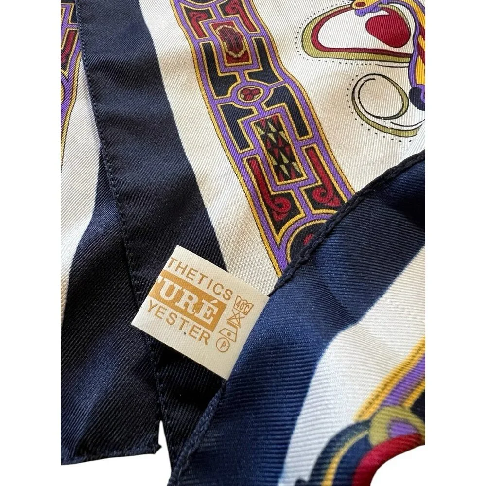 THE ‎ BOOK Of KELLS IRISH INSPIRED LONG SCARF, BLUE TRIM,  12 X 52